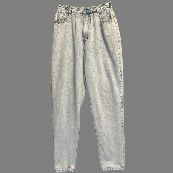 VTG PS Gitano Acid Wash 80s Mom Jeans Pleated Elastic Waist Womens 14 Long - Picture 1 of 12